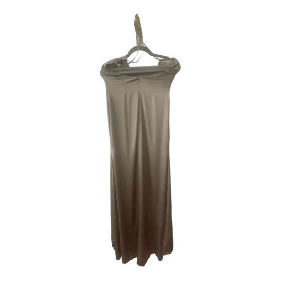 Michael Costello REVOLVE Ailana Gown Satin Adjustable Strap Side Slit Gray Small - Picture 7 of 14